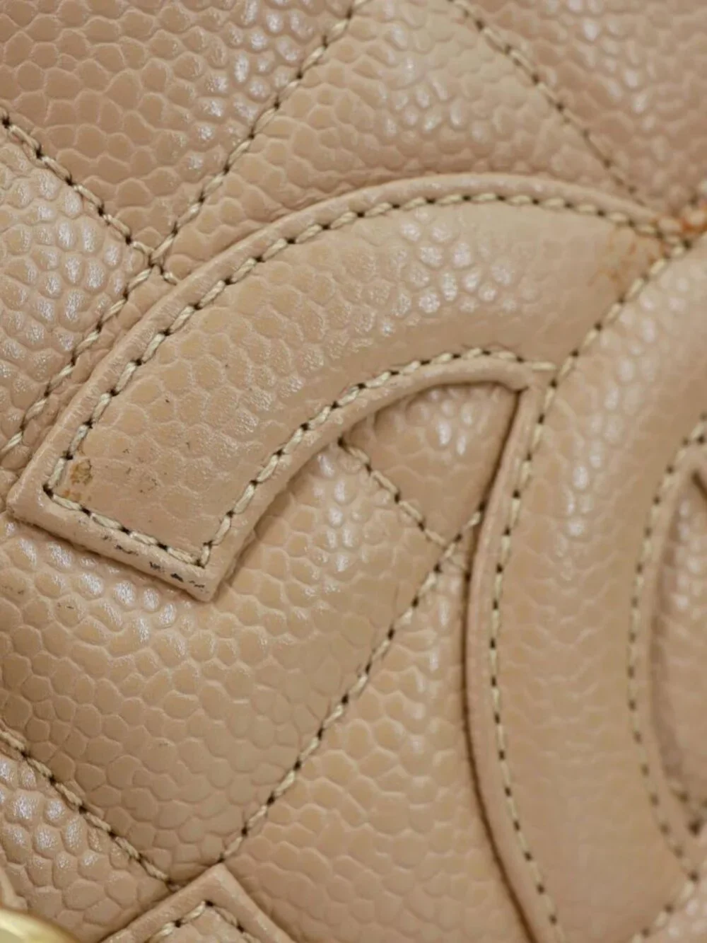 Chanel  Petite Timeless Quilted Caviar Leather Tote Bag Beige